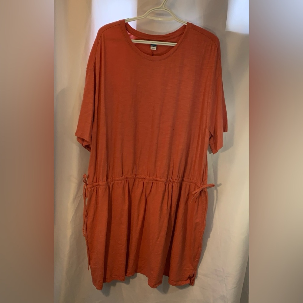 Old Navy Coral T-shirt Dress 100% Cotton Short Sleeve Dropped Waist 3X